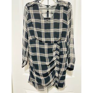 Heartloom Chiffon Long Sleeve Plaid Dress